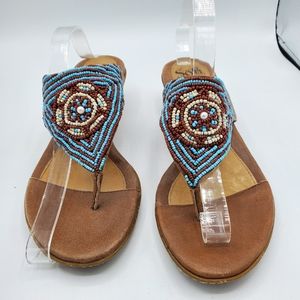 Sofft Turqoise / brown beaded thong